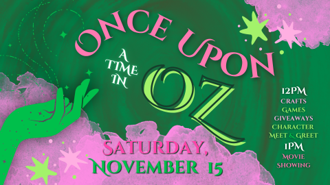 The design features a green and pink color scheme with a stylized green hand, swirling sparkles, and starbursts.