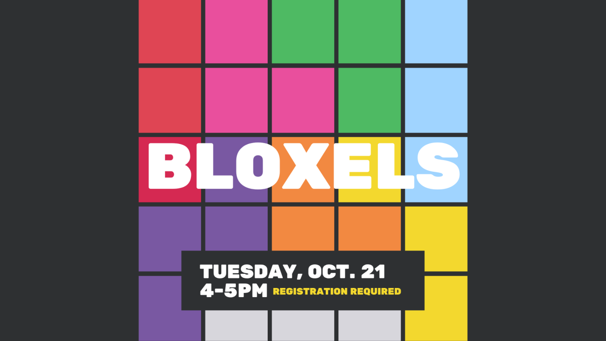 Different colored squares fit together on a black background