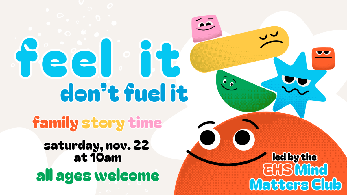 Colorful shapes with different faces representing various emotions are stacked on one another